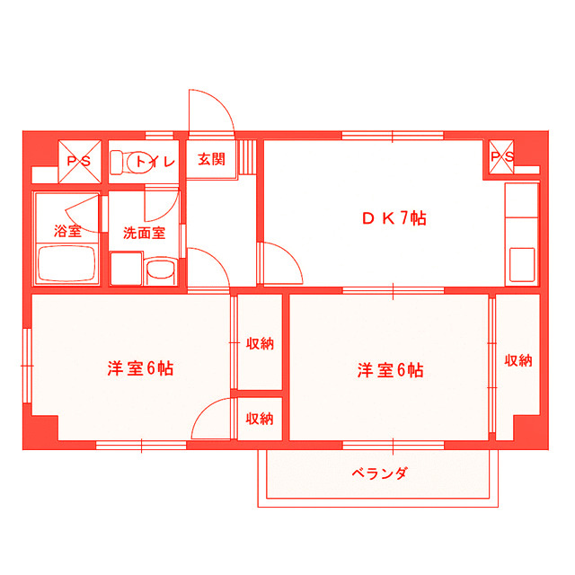 シャトー野比の間取り|窓の多い開放的な室内♪
