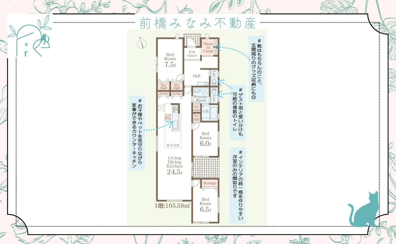【新築平屋】高崎市塚田町　限定１棟　リーブルガーデン　新築建売の区画図