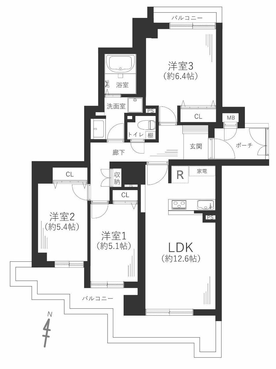 東大阪市下小阪１丁目の中古マンションの間取り