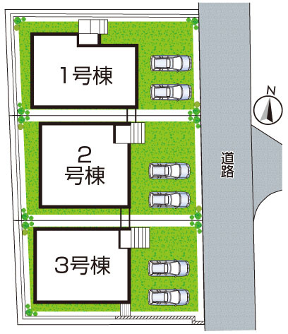 ★大津市大平　第1期　新築一戸建ての区画図|全３区画