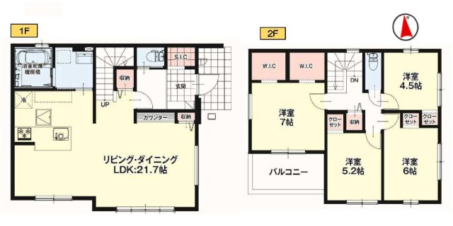 新築　高崎市聖石町1期　１号棟の間取り|建物面積109.13㎡　広々21.7帖のLDK♪シューズインクローク・ウォークインクローゼット・各部屋収納付きで便利です！日当たりの良いバルコニーはお洗濯物もよく乾きそうです◎
						

