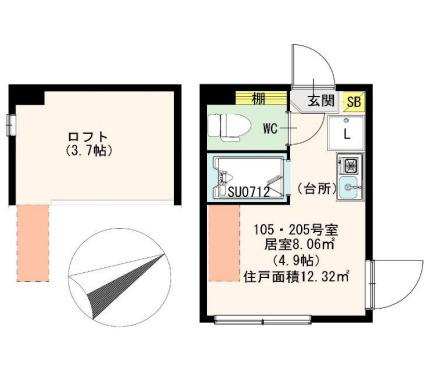 北区志茂５丁目のアパートの間取り