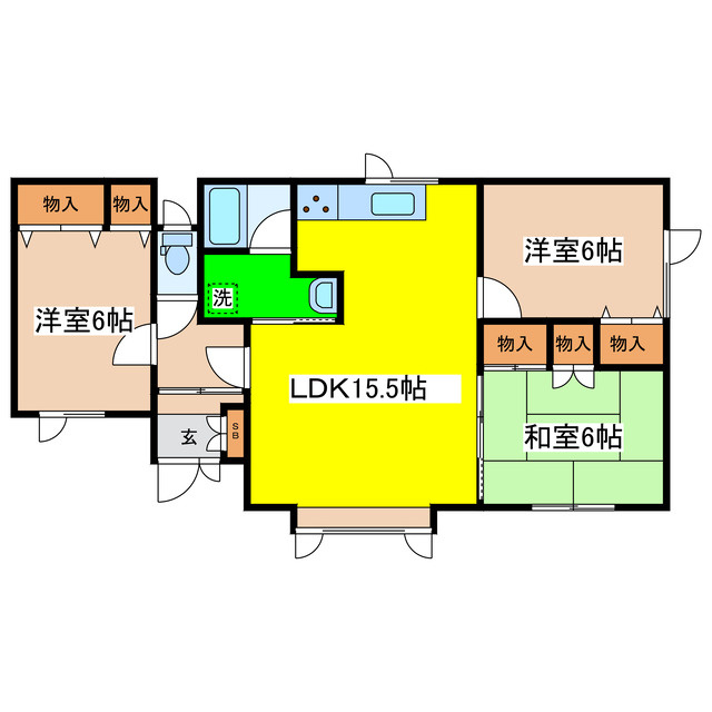 大楽毛西１－８－２貸家の間取り