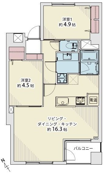 ヴェルデ平井（3階部分）／仲介手数料無料／新規フルリノベーションの間取り