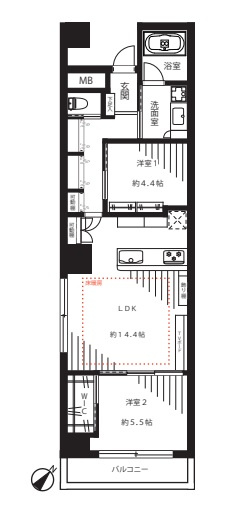 ライトコート四谷の間取り|ライトコート四谷：南東向き角部屋！全居室収納付き２ＬＤＫリノベーション物件です！