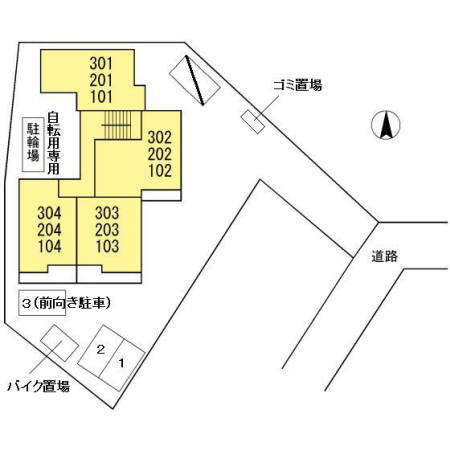 川崎市多摩区中野島２丁目のアパートの区画図