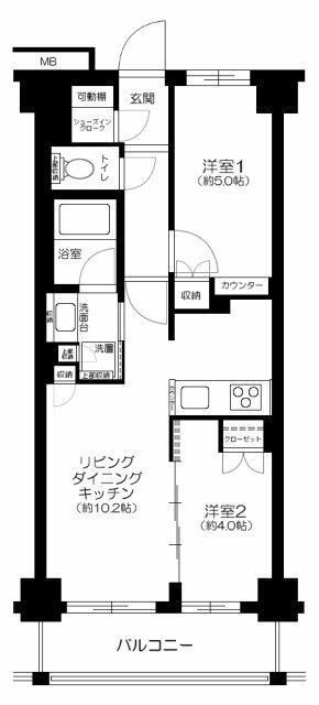 墨田区立花５丁目の賃貸マンションの間取り