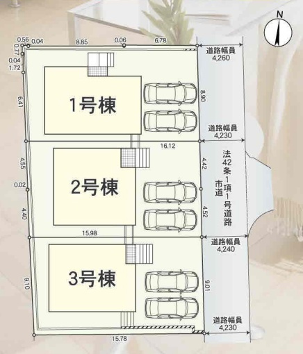 大津市大平　第1期　新築一戸建ての区画図|全３区画