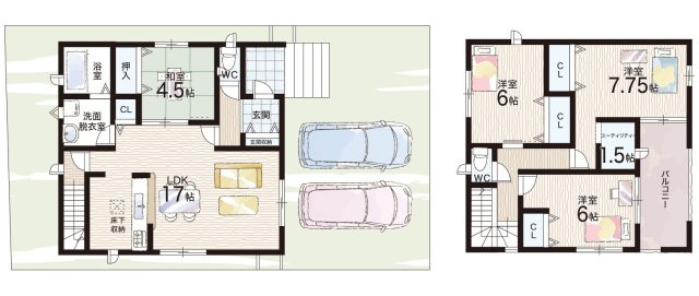大津市大平　第1期　新築一戸建ての間取り|２号地