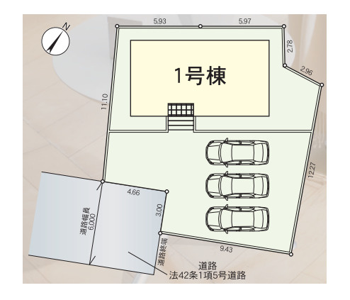 上尾市平塚　第13　新築一戸建て　クレイドルガーデン　01の区画図|1号棟