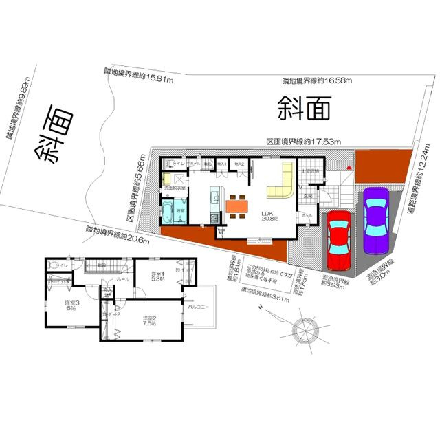 【トーヨーホーム売主/売建】緑区清水山二丁目Ｆ分譲の間取り|3LDK＋土間収納