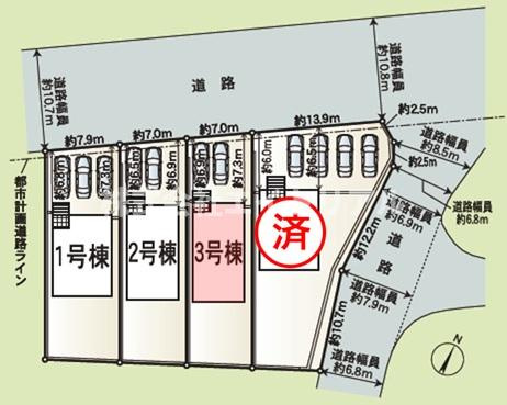 可児市若葉台　第1　新築戸建　全4棟の区画図