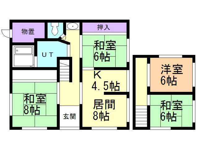 室蘭市絵鞆町2丁目2-3戸建の間取り