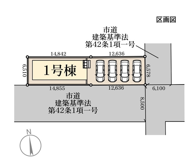郡山市愛宕町　　　1号棟　　　橘小学校、郡山第３中学区　の区画図|配置図