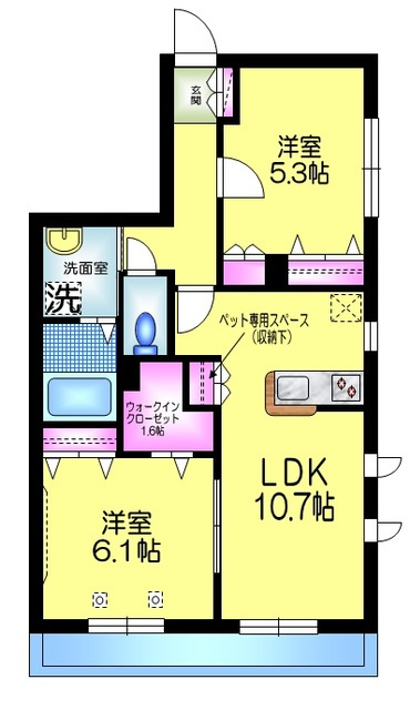 メゾン ド シルクの間取り|★角部屋２面窓★
