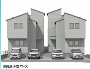 平塚市高根１丁目　新築戸建　全２棟の外観パース|イメージパスですので実際のものと多少異なります
