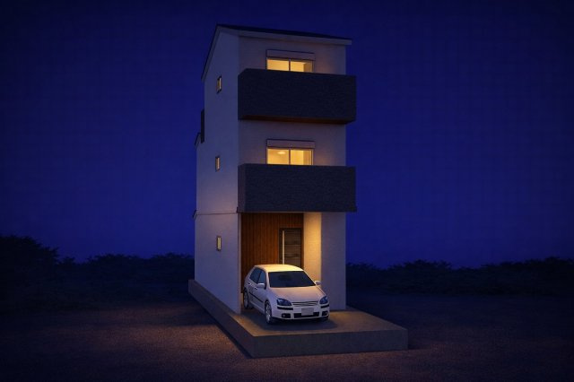 新堂3丁目　建築条件付土地の外観パース|新築参考プラン/建物面積66.70ｍ2、建物価格1599万円