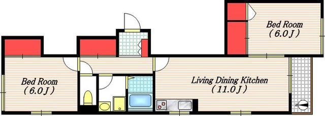 ヒルトップの間取り|３方向角住戸　水回り設備交換予定