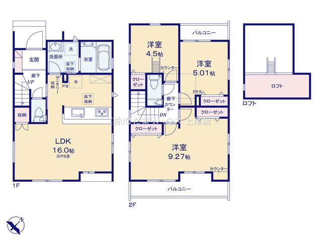 上尾市上13期　新築戸建　ブルーミング01の間取り