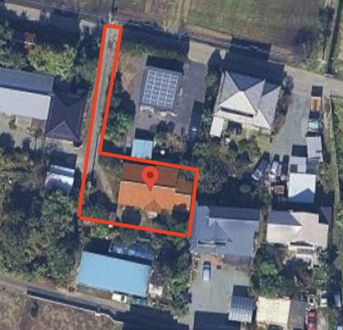 伊勢崎市赤堀今井町2丁目1256-4の前面道路含む現地写真