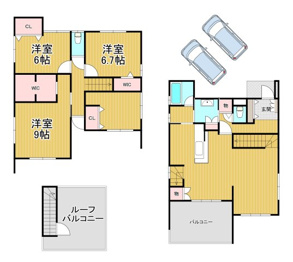 西宮市剣谷町新築戸建の間取り