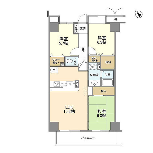 パロス美野島　住吉小学校区の間取り|パロス美野島