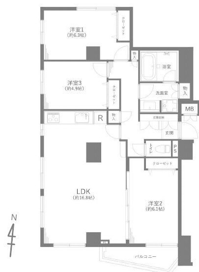 アーバンキャッスル江戸川駅前（2階部分）／仲介手数料無料／新規フルリノベーションの間取り