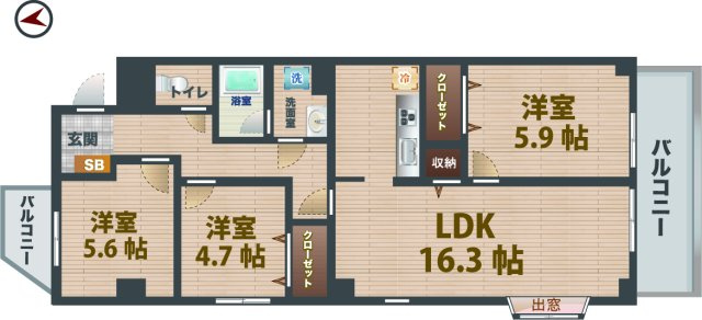 【間取り】 | テラス鷺宮 | 3LDKのお部屋です。