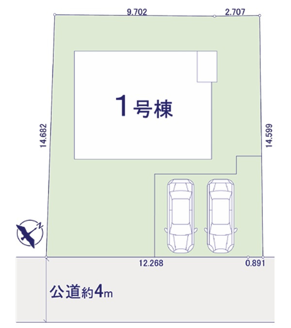 上大岡東2丁目　1号棟の区画図