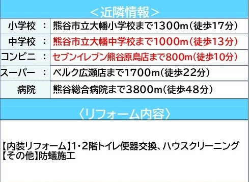 中古戸建　熊谷市原島1290-8（期間限定現況販売）の周辺