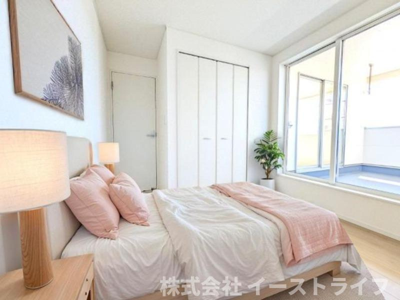 【新築戸建】　いわき市好間町上好間第5　全3棟の寝室|同社施工写真の寝室に家具を配置したイメージ画像です。
※本画像はCGで作成しており、実際に現地に 家具は置かれておりません。また、価格に 家具は含まれておりません。