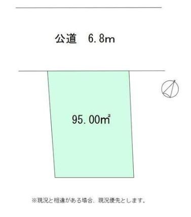 【土地】日高市高萩東建築条件無し売地の土地図