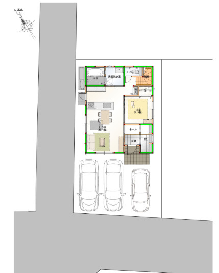 「プレミアム仕様」高知市新田町　新築建売2の区画図|角地にあり、陽当たり・通風良好です！