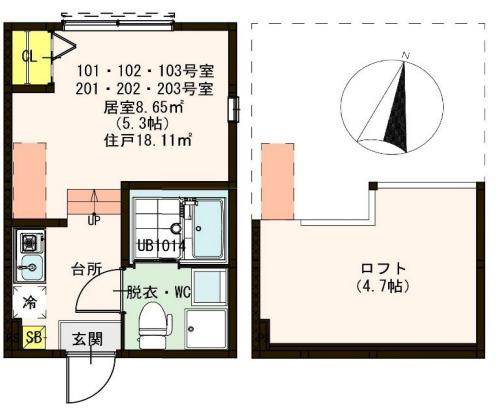 江戸川区北小岩６丁目のアパートの間取り