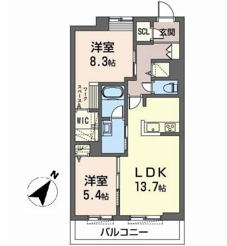 オカバ姫路青山シャーメゾンの間取り