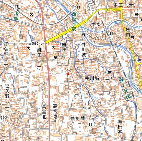  松本市鎌田　一棟マンションの地図