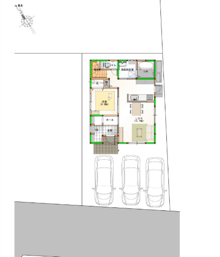 「2階全室独立設計」高知市新田町　新築建売3の区画図|南向きで陽当たり・通風良好です！