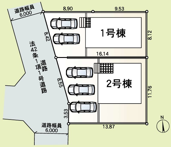 Cradle garden　本庄市朝日町第3の区画図|図面と現況が異なる場合、現況を優先とします。【1号棟】