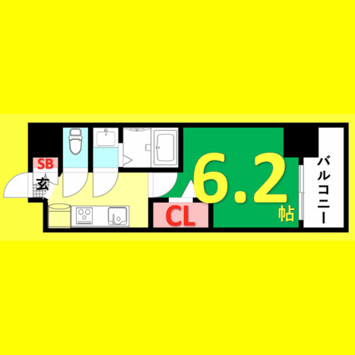 メイクス矢場町Ⅱ　名古屋市賃貸　仲介手数料無料の間取り