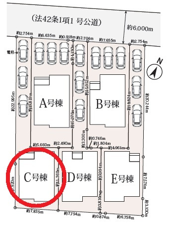 安城市美園町2丁目　新築分譲住宅　全5棟　C号棟の区画図