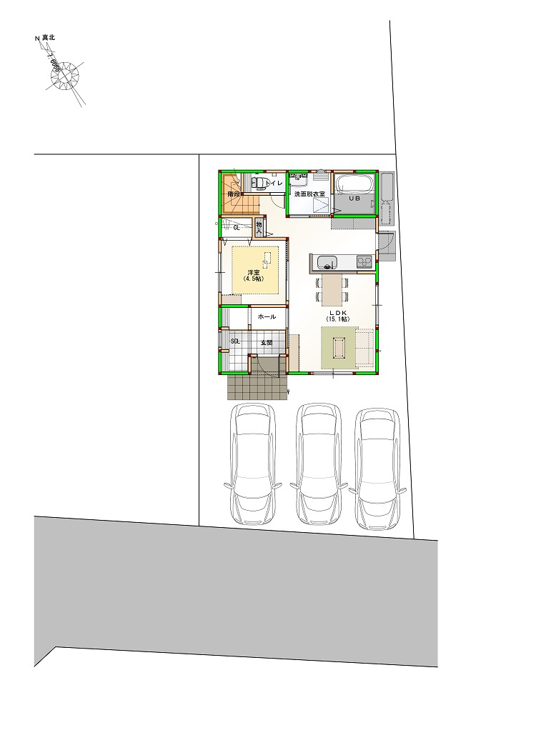 高知市新田町　③　新築戸建ての区画図