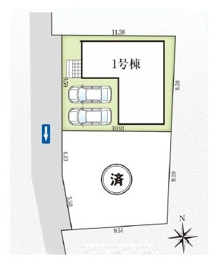 坂戸市三光町新築戸建の区画図