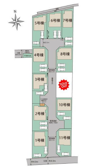 秦野市渋沢　新築戸建　全11棟8号棟の区画図