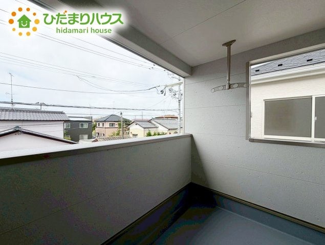 いわき市小名浜岡小名第4　新築戸建　2号棟のバルコニー|雨の日も安全なインナーバルコニー☆安心してお出かけできますね(^_-)-☆
