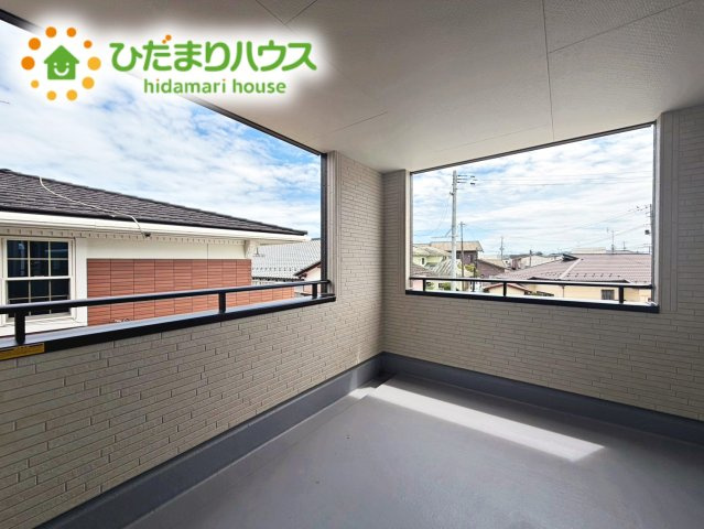 いわき市平下平窪3期　新築戸建　3号棟のバルコニー|広々としたバルコニー。お洗濯物もぜーんぶ干せちゃいます！！