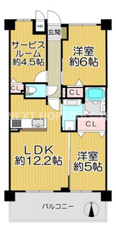 【間取り】 | サンシティ尼崎・西難波 | 新婚様からファミリー様まで幅広くおすすめの２SLDKの間取りです♪南向きバルコニーで陽当たり良好です！！