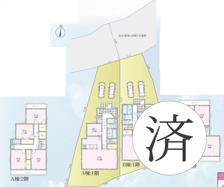 鎌倉市今泉　新築戸建　全２棟A号棟の区画図