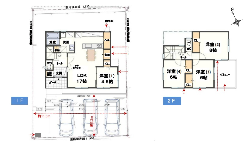 神戸市須磨区一ノ谷町　新築一戸建ての間取り