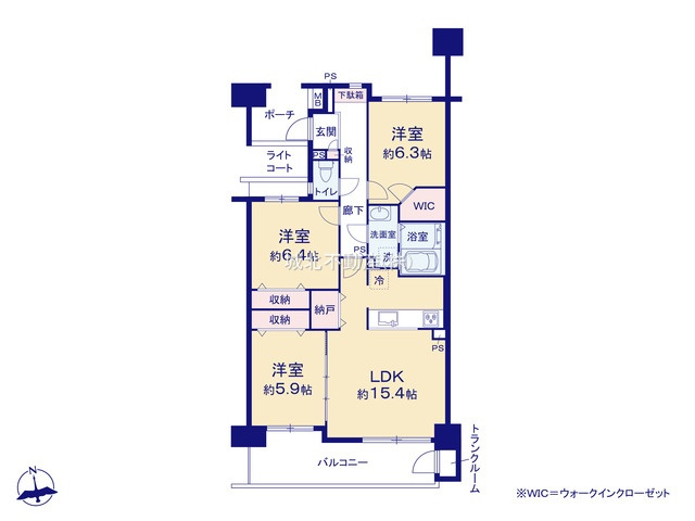 ヴェールガーデン富士見台の間取り|専有面積80.00㎡ 3LDK
南向き8階部分につき陽当たり・眺望良好です