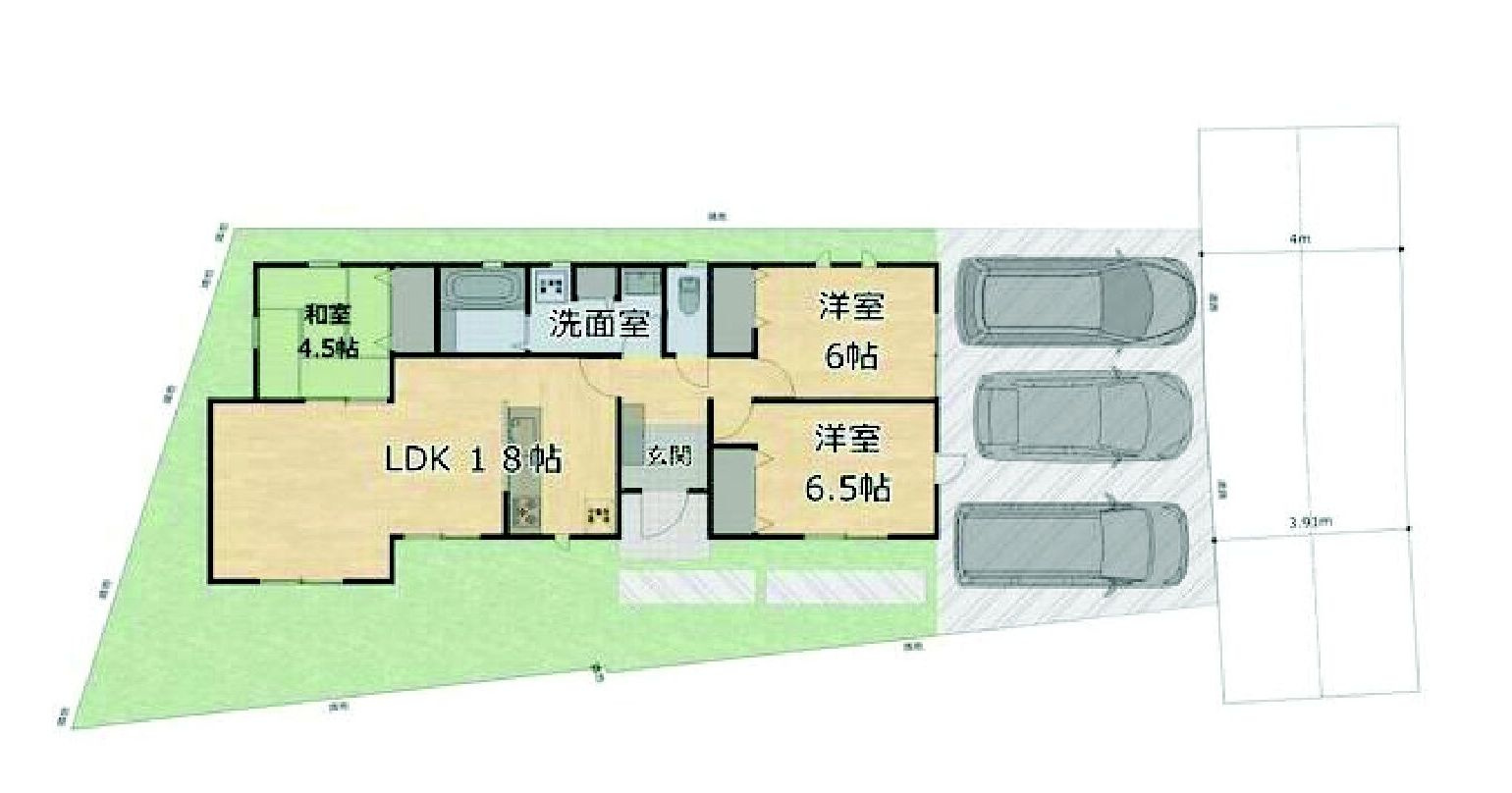 高崎市石原町　築浅平屋住宅の間取り